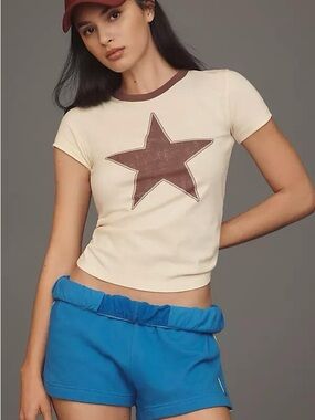 Letluv Star Short-Sleeve Ringer Crew-Neck Tee